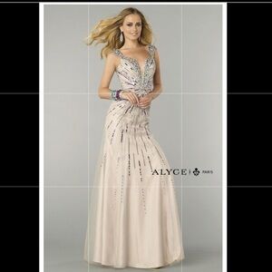 NWT NUDE ALYCE PARIS PROM/PAGEANT/FORMAL DRESS/GOWN #6350